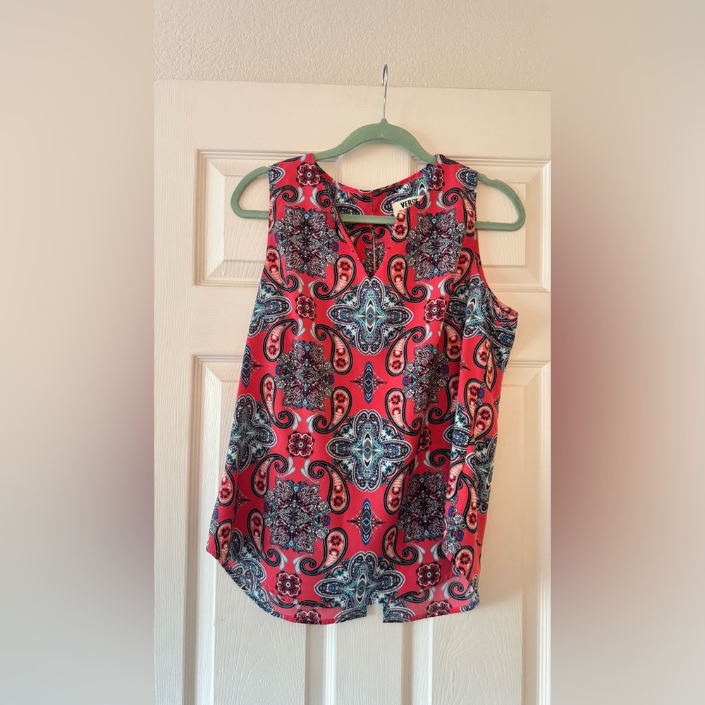 Verse Women's Red and Blue Paisley Blouse